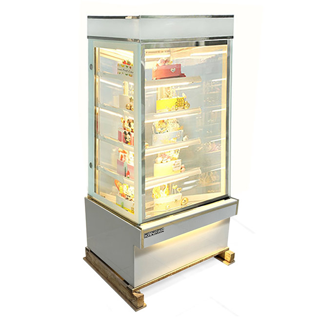 Tủ bánh kem 90cm kính vuông 5 tầng mới