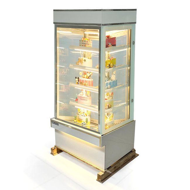 Tủ bánh kem 90cm kính vuông 5 tầng mới