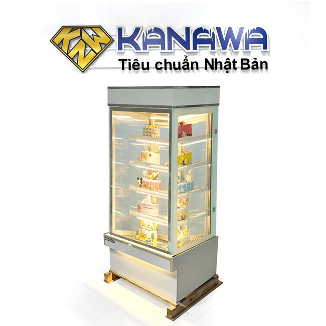 Tủ bánh kem 90cm kính vuông 5 tầng mới