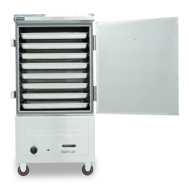 Tủ hấp cơm 8 khay điện gas không điều khiển