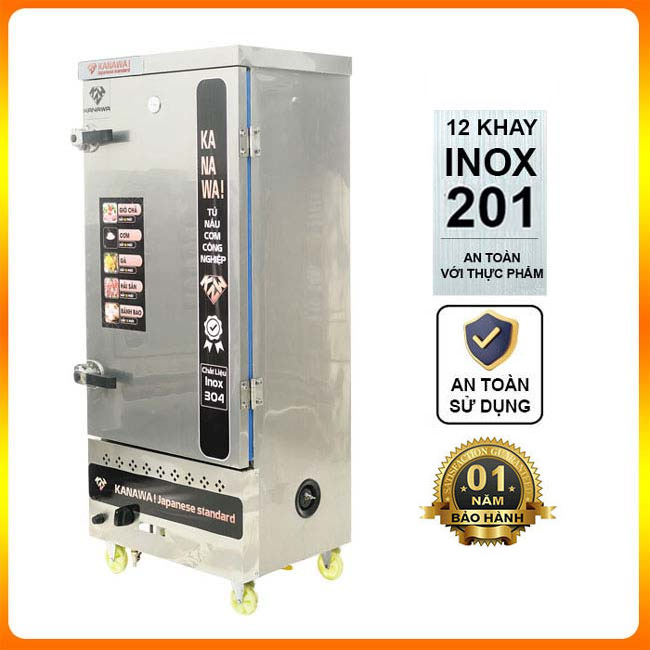 Tủ cơm công nghiệp 12 khay gas không điều khiển