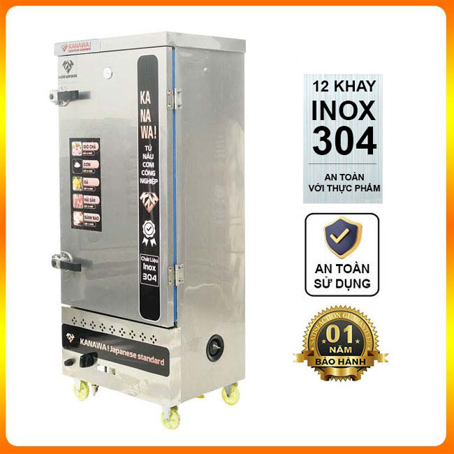 Tủ cơm công nghiệp 12 khay gas không điều khiển