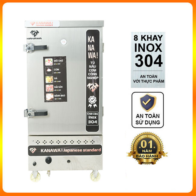 Tủ cơm công nghiệp 8 khay gas không điều khiển