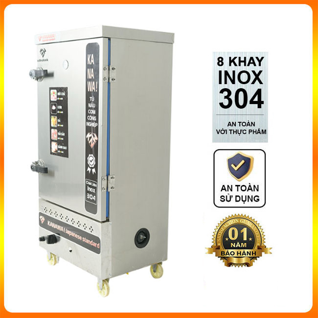 Tủ cơm công nghiệp 8 khay gas không điều khiển