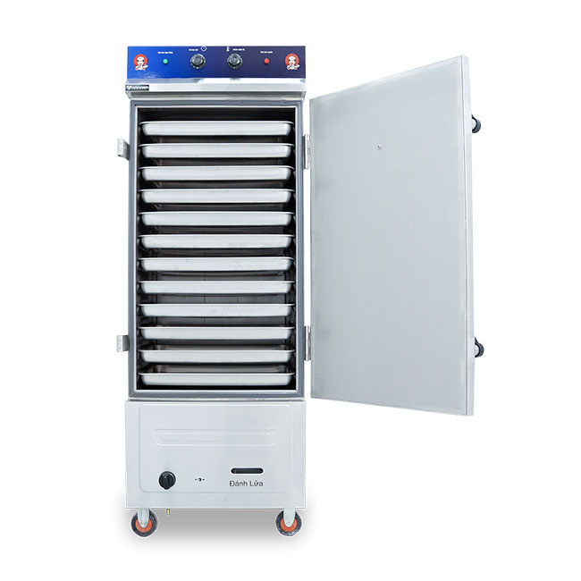 Tủ cơm công nghiệp 12 khay điện gas liền điều khiển