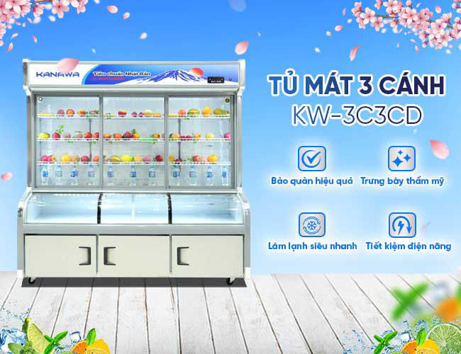 Tủ mát trưng bày siêu thị KW-3C3CD 1650L