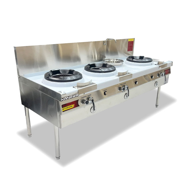 Bếp Á 3 họng công nghiệp dùng gas 2m (có quạt thổi)