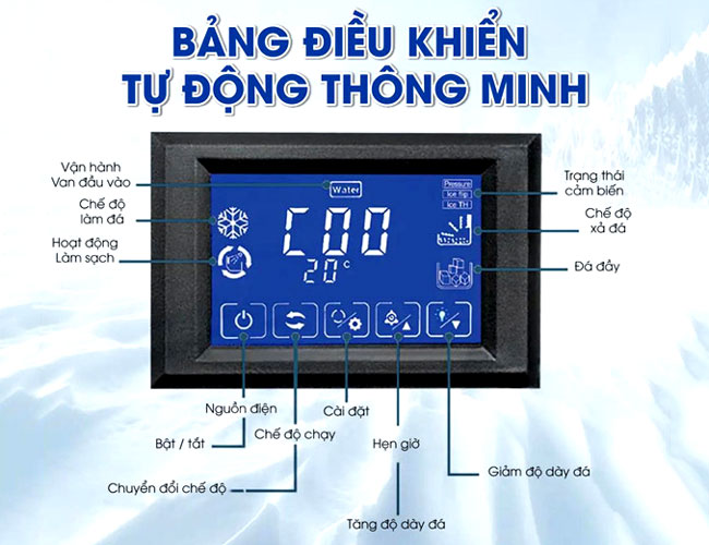 Bảng điều khiển máy làm đá viên 80kg