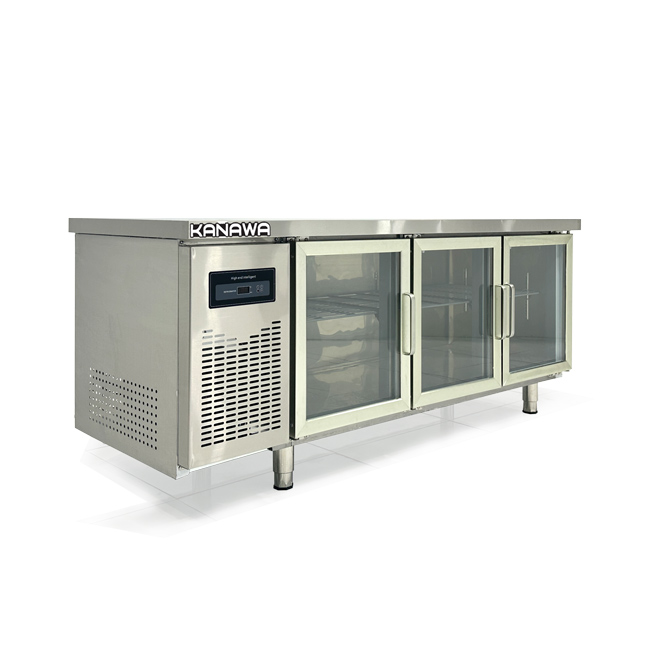 Tủ mát bàn chặt 1m8 330L 3 cánh kính làm lạnh trực tiếp