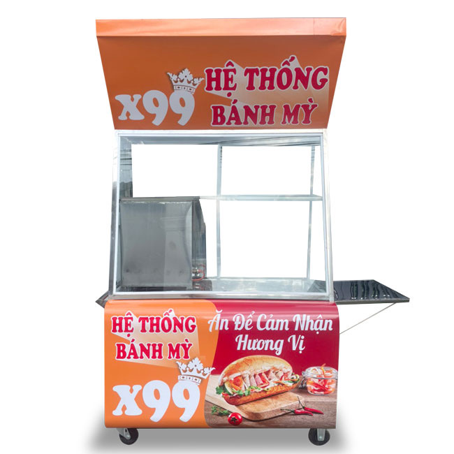 Xe bán bánh mì 1m2 X99 cam đỏ