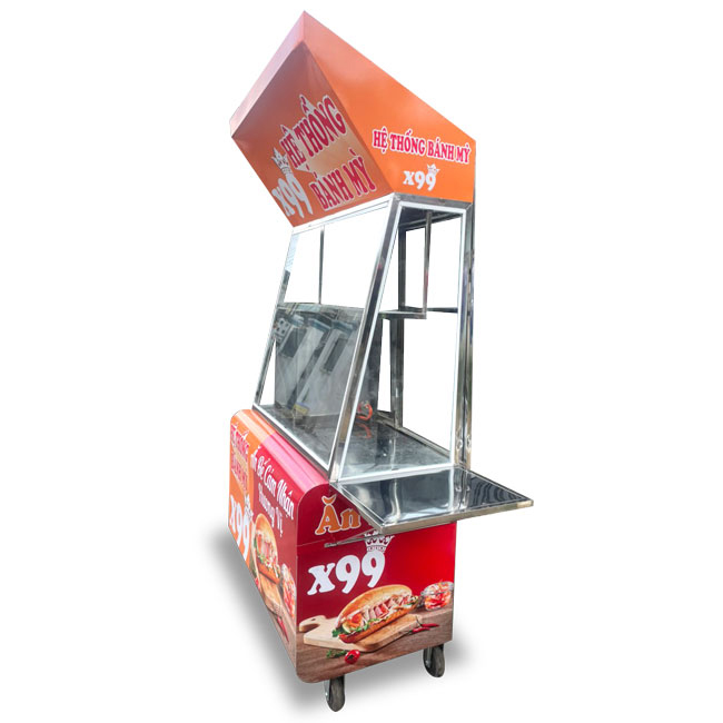 Xe bán bánh mì 1m2 X99 cam đỏ