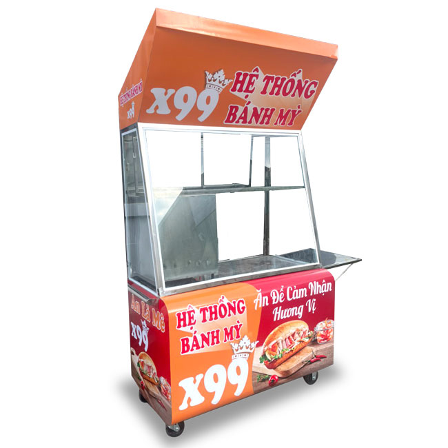 Xe bán bánh mì 1m2 X99 cam đỏ