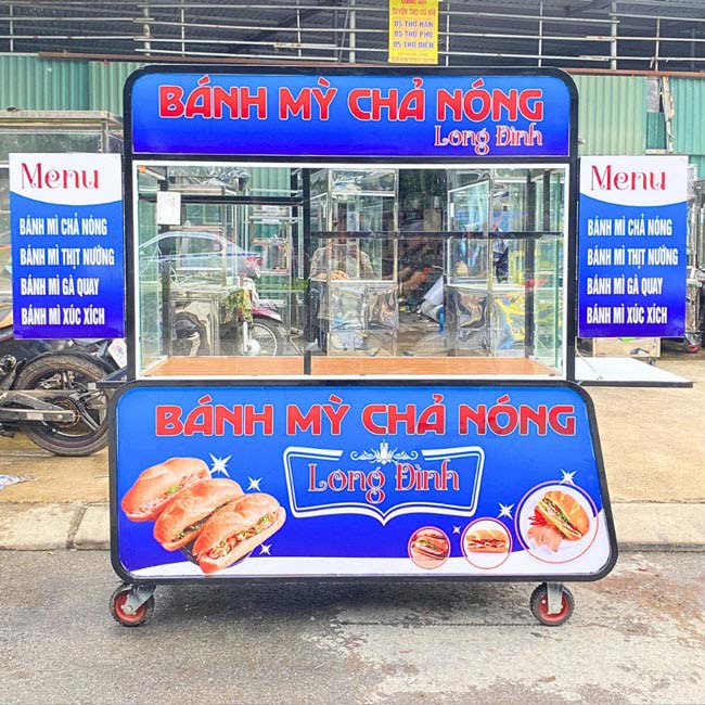 Xe bán bánh mì chả cá 1m5 Long Đình