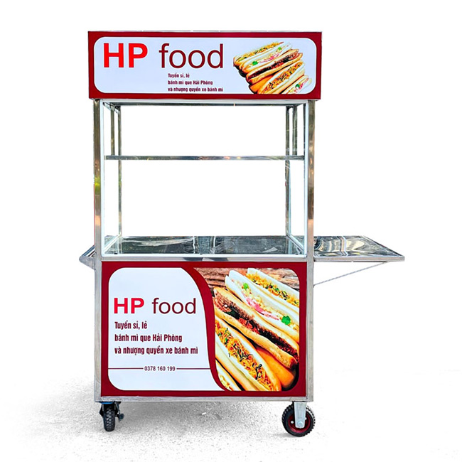 Xe bánh mì Que mái bằng 90cm HP Food