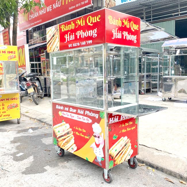 Xe đẩy bán bánh mì Que mái bằng 1m2