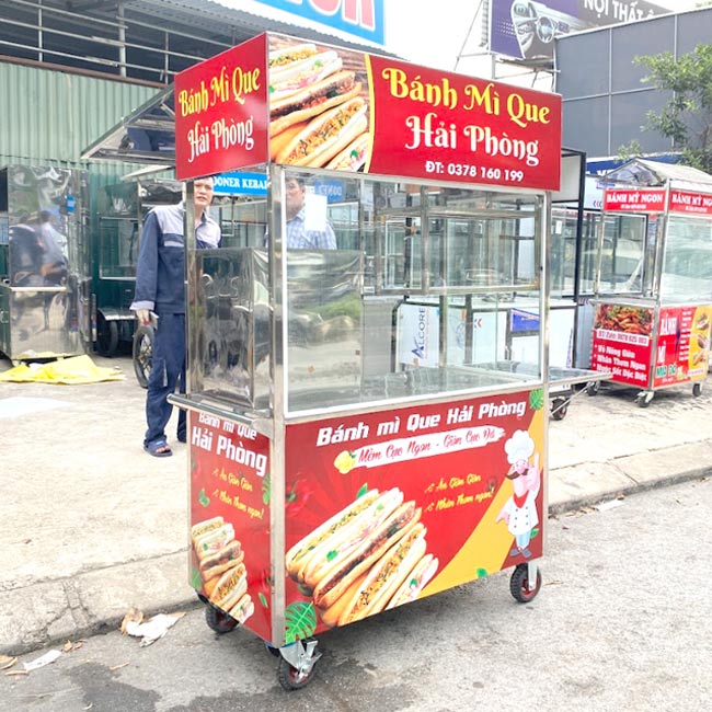 Xe đẩy bán bánh mì Que mái bằng 1m2
