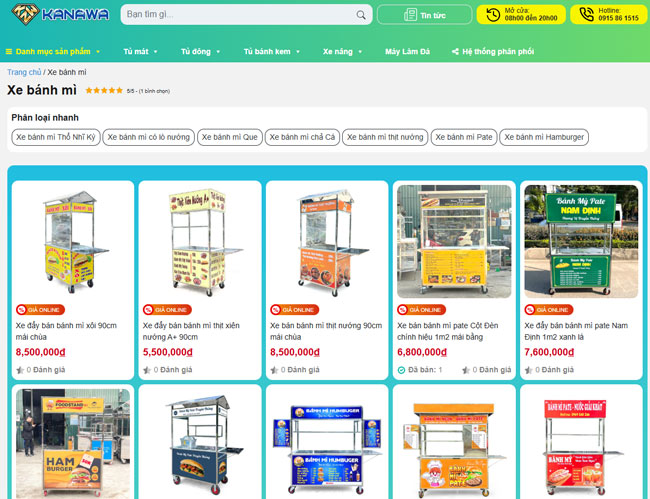 Website bán xe bánh mì