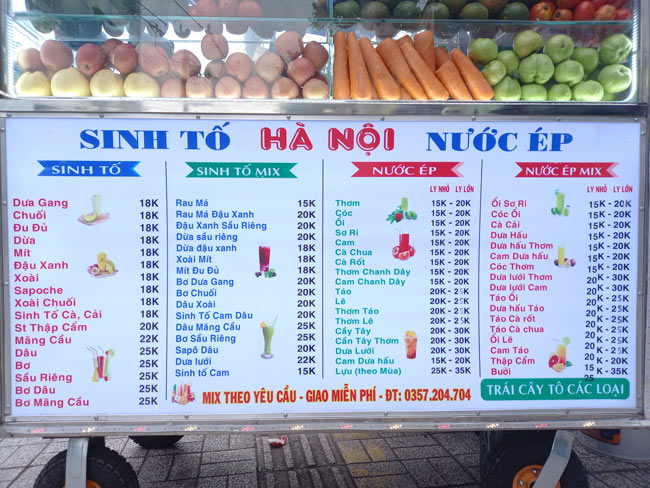 Xây dựng thực đơn quán