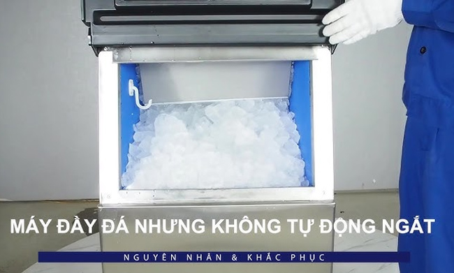 Máy không tự ngắt khi đã làm đầy đá