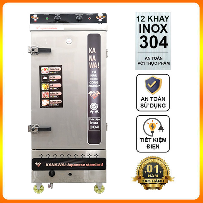 Tủ nấu cơm 12 khay điện gas CĐK