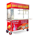 Xe bán bánh mì bánh bao bánh khúc 1m5 mái bằng