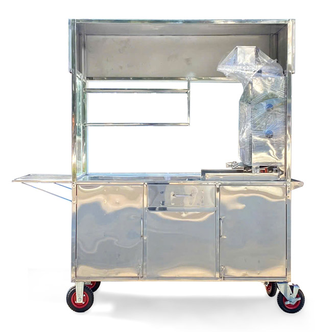 Xe bán bánh mì bánh bao bánh khúc 1m5 mái bằng