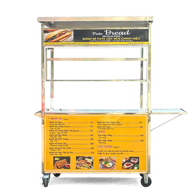 Xe bán bánh mì pate Cột Đèn chính hiệu 1m2 mái bằng