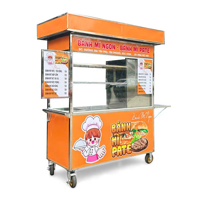 Xe bán bánh mì pate mái bằng 1m5
