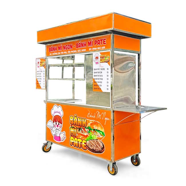 Xe bán bánh mì pate mái bằng 1m5