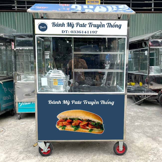 Xe bán bánh mì pate truyền thống Tfood 1m2