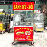 Xe bán bánh mì xôi 90cm mái bằng