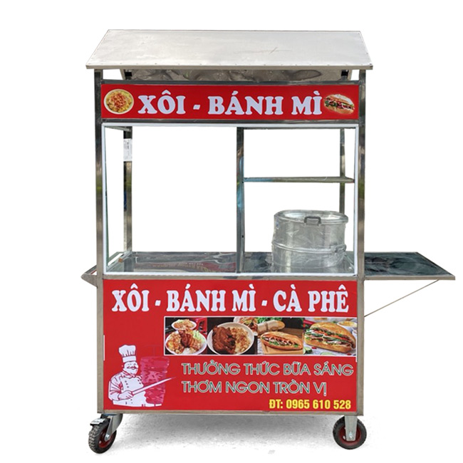 Xe bán xôi bánh mì cà phê 1m2 màu đỏ