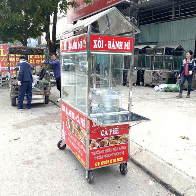 Xe bán xôi bánh mì cà phê 1m2 màu đỏ