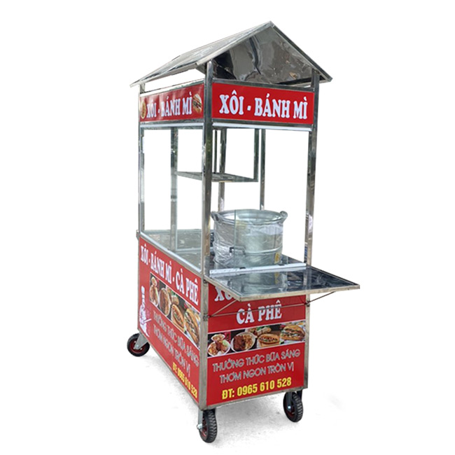 Xe bán xôi bánh mì cà phê 1m2 màu đỏ