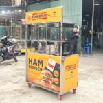 Xe bánh mì Hamburger Foodstand 90cm màu cam