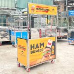 Xe bánh mì Hamburger Foodstand 90cm màu cam