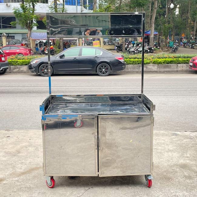 Xe bánh mì Hamburger Foodstand 90cm màu cam