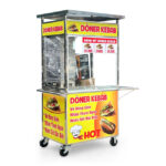 Xe đẩy bán bánh mì Doner Kebab 90cm mái bằng