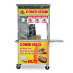 Xe đẩy bán bánh mì Doner Kebab 90cm mái bằng