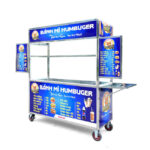 Xe đẩy bán bánh mì Humbuger mái bằng 1m8