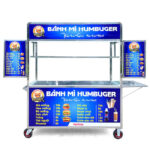 Xe đẩy bán bánh mì Humbuger mái bằng 1m8