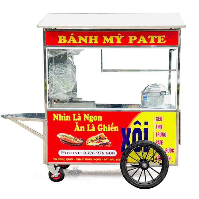 Xe đẩy bán bánh mì Pate mái chùa 1m5