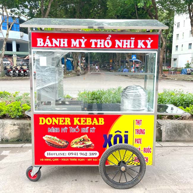 Xe đẩy bán bánh mì Thổ Nhĩ Kỳ Xôi 1m6 mái chùa