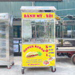 Xe đẩy bán bánh mì xôi 90cm mái chùa