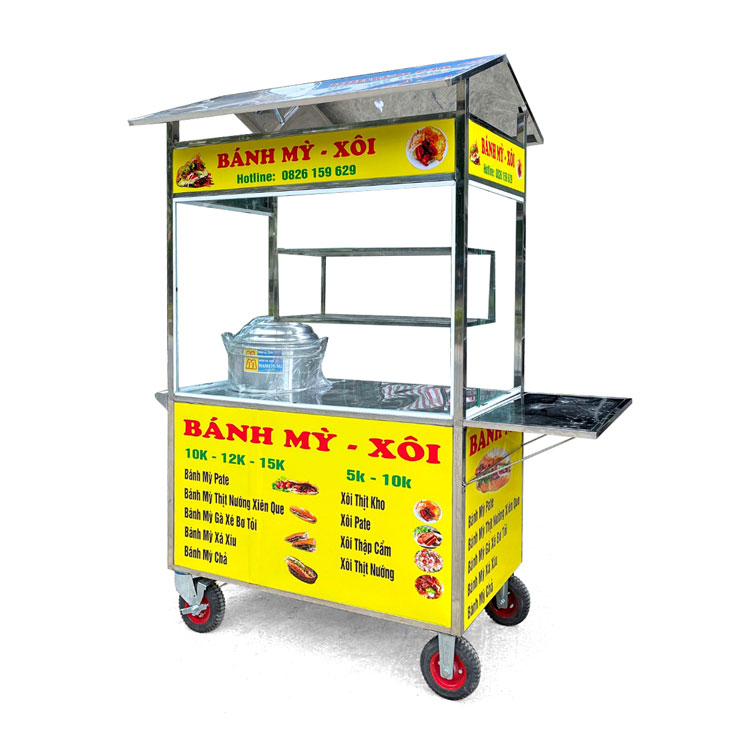 Xe đẩy bán bánh mì xôi mái chùa 1m2