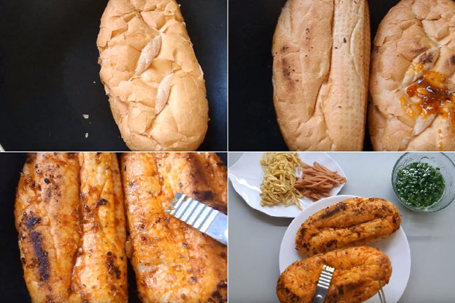 Làm bánh mì nướng muối ớt bằng chảo