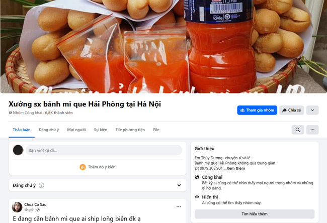Mua bánh mì qua kênh social