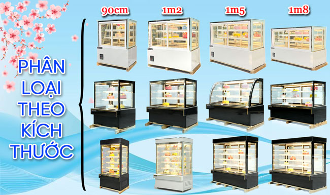 Phân loại kích thước tủ bánh kem