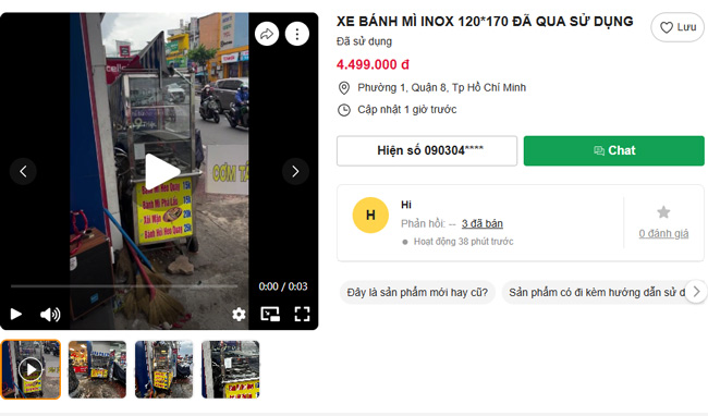 Mua xe bán hàng rong trên website