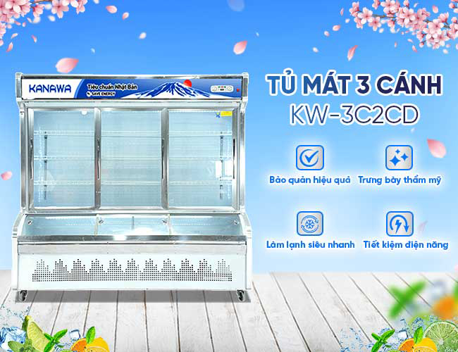Tủ mát 3 cánh KW-3C2CD 1270L 2 chế độ